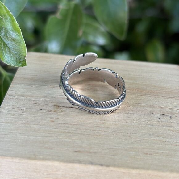 Ring Feather Wrap 925 Sterling Silver Adjustable - Picture 5 of 7